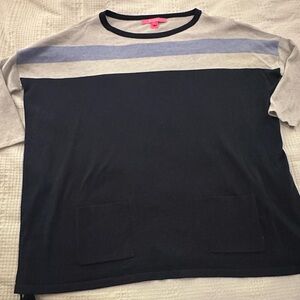 Lilly Pulitzer Navy and Gray Striped Sweater